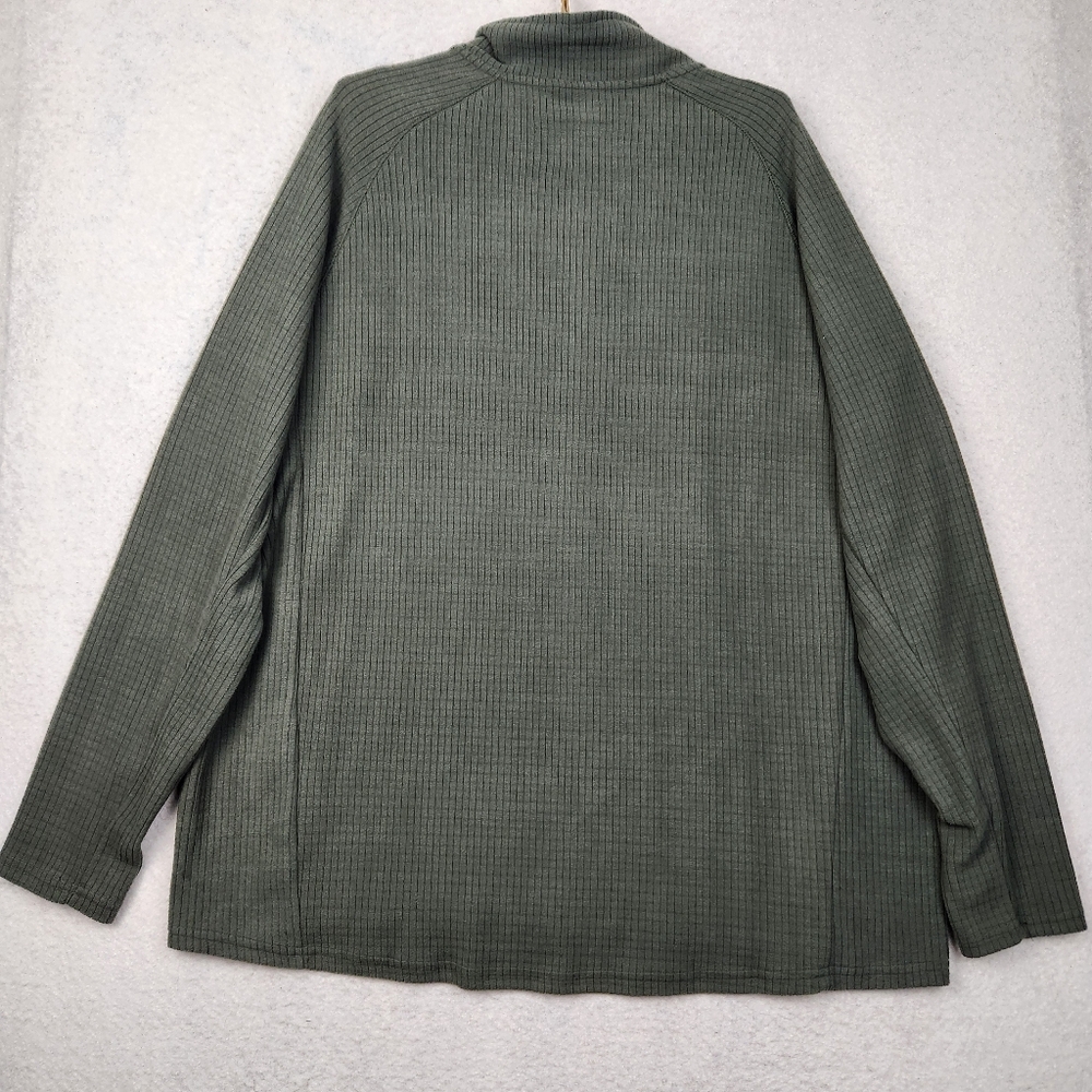 Ducks Unlimited Mens 3XL Green Ribbed 1/4 Zip Pullover Fleece Outdoor Sweater - Picture 10 of 10